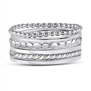 NEW ALLYANNA GIFTS women's sterling silver 6 bands stackable set ring in silver